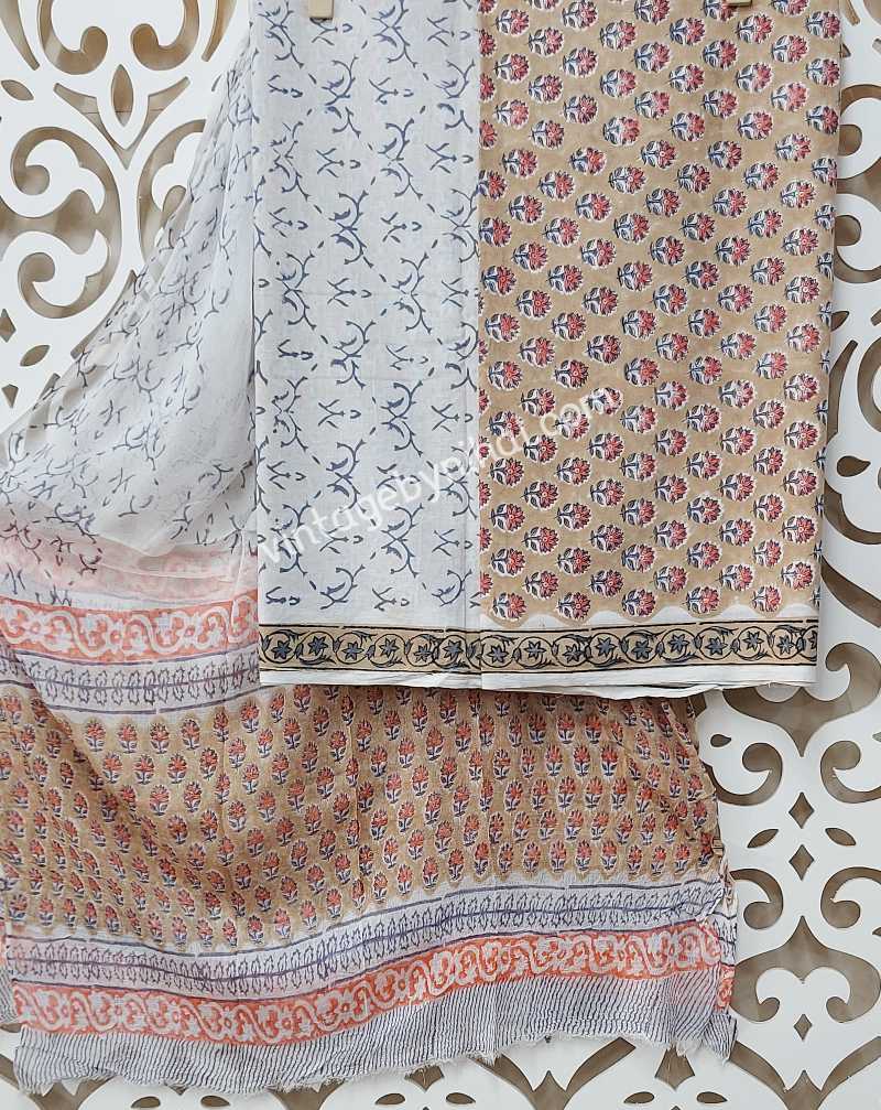 DESIGNER HAND BLOCK PRINT PURE COTTON SUIT WITH CHIFFON DUPATTA- CH-07